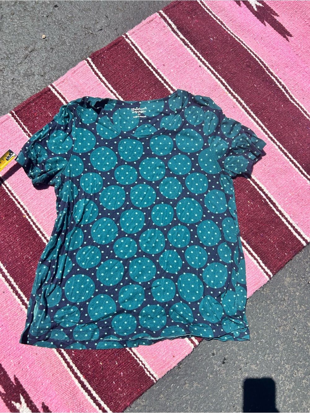 Gudrun Sjoden Teal Polka Dot Short Sleeve Top